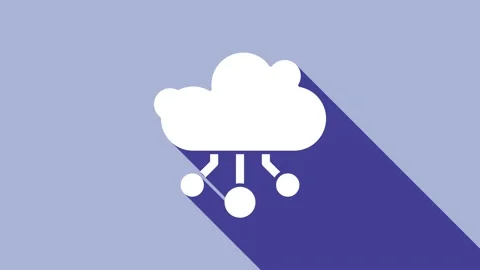 White Internet of things icon isolated on purple background. Cloud computing Stock Footage 148297756