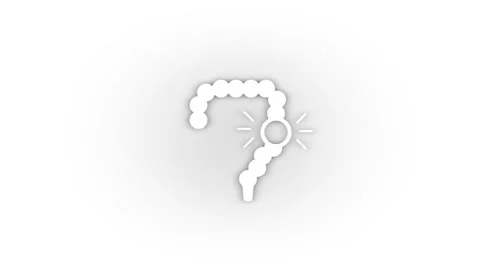 White intestinal pain icon with shadow isolated on white background. Stock Footage 201770239
