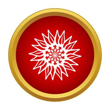 White intricate floral mandala pattern inside red circle Illustrazione stock