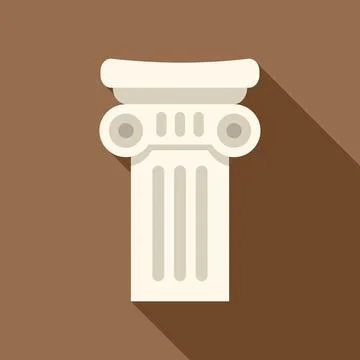 White ionic column standing tall on brown background Stock Illustration