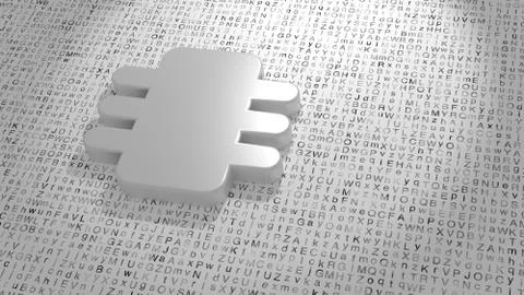 White iot chip symbol on random grunge letter background Illustrazione stock