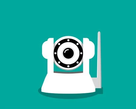 White IP camera in flat style, vector Stock Illustration