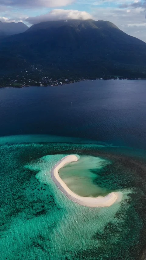White Island Vertical Drone with Volcano, Camiguin Philippines – 4K Stock Footage 328394071