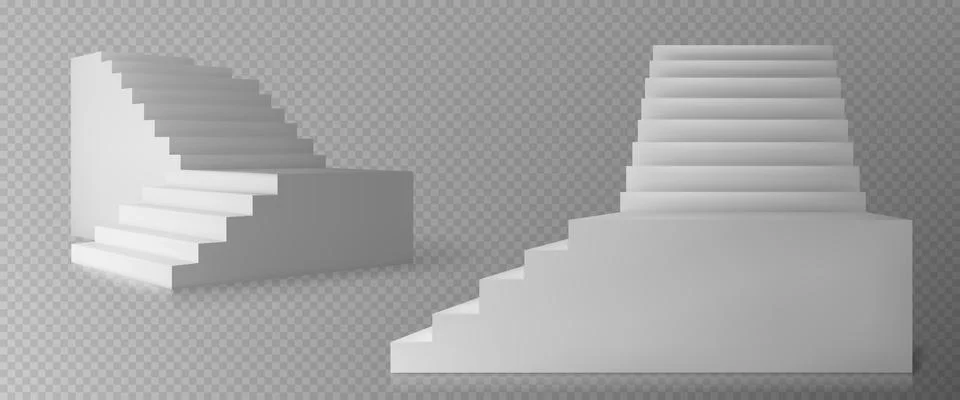 White isolated 3d vector staircase no background Stock Illustration