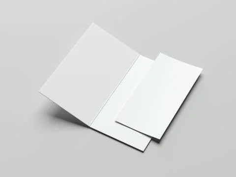 White isolated leaflet and paper sheet, 3d rendering 库存插图