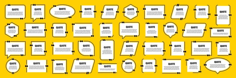 White isolated quote frames. Speech bubbles with quotation marks. Blank text box 스톡 일러스트
