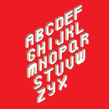 White isometric 3d abc isoleted in red background Stock Illustration