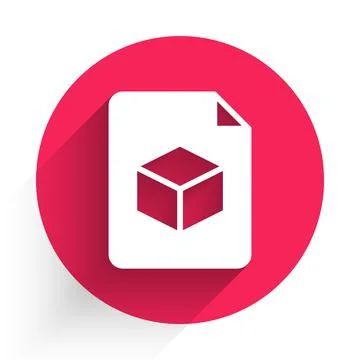 White Isometric cube file icon isolated with long shadow. Geometric cubes solid Illustrazione stock