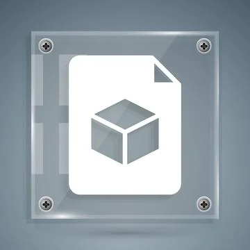 White Isometric cube file icon isolated on grey background. Geometric cubes s Stock Illustration