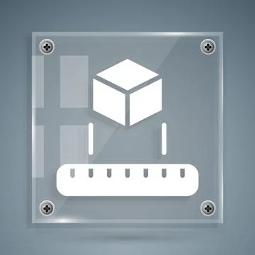 White Isometric cube icon isolated on grey background. Geometric cubes solid Stock Illustration
