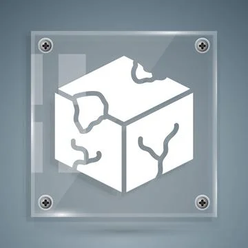 White Isometric cube icon isolated on grey background. Geometric cubes solid 스톡 일러스트