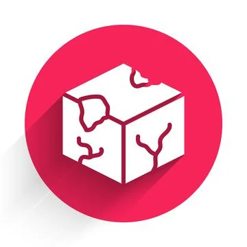 White Isometric cube icon isolated with long shadow. Geometric cubes solid icon Illustrazione stock