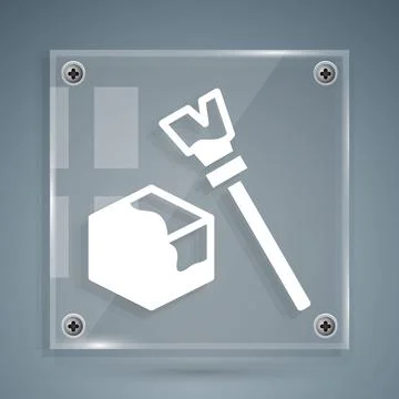 White Isometric cube icon isolated on grey background. Geometric cubes solid イラスト素材