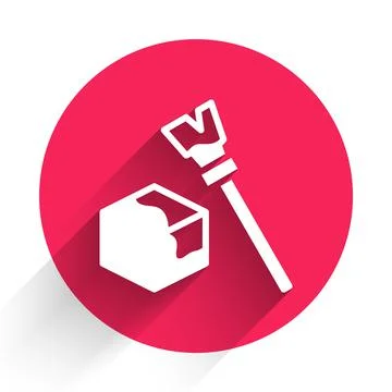 White Isometric cube icon isolated with long shadow. Geometric cubes solid icon Illustrazione stock