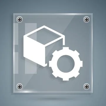 White Isometric cube icon isolated on grey background. Geometric cubes solid Stock Illustration