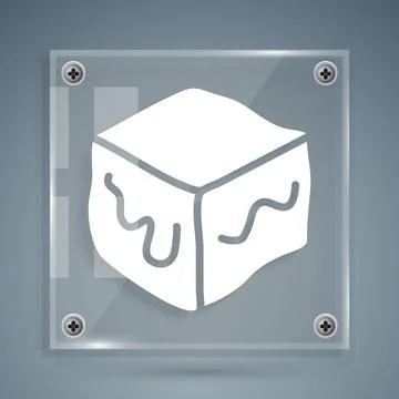 White Isometric cube icon isolated on grey background. Geometric cubes solid  Stock Illustration