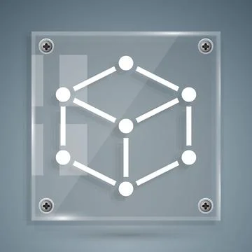 White Isometric cube icon isolated on grey background. Geometric cubes solid  Illustrazione stock