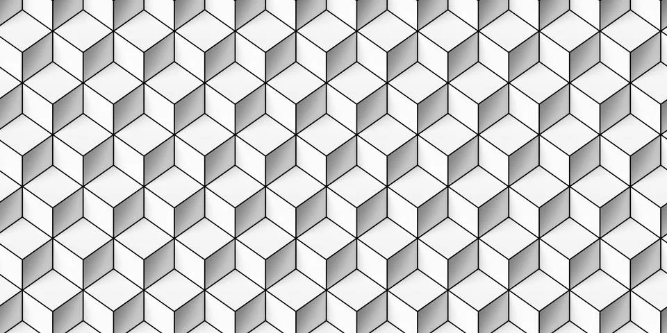 White isometric cube or boxes background with black edges Illustrazione stock