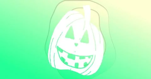 White jack-o'-lantern face floating in digital canvas, with gradient and Stock Photos