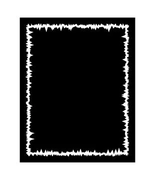 White jagged spiky edge square frame border abstract element on a solid Stock Illustration
