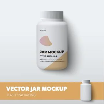 White jar vector template, isolated on background, for design presentation. Stock Illustration