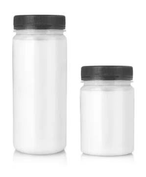 White jars with cap without label isolated on a white background Stock Photos