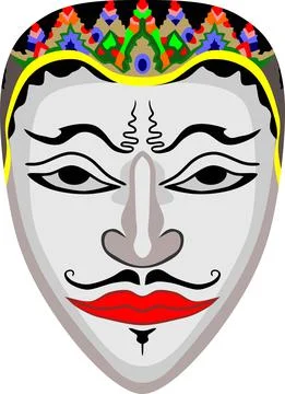 White Javanese Mask Stock Illustration