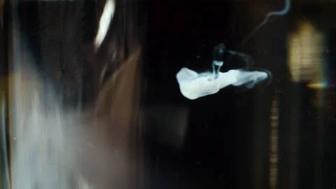 White jellyfish made of liquid glue cream,falling in water with black background Stock Footage 161970502