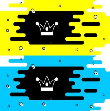 White Jester hat with bells isolated on black background. Clown icon. Amuse.. Stock Illustration