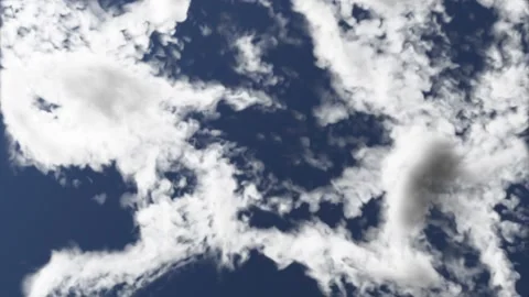 White jets of cirrus clouds move very quickly against a blue background Video stock 179555081