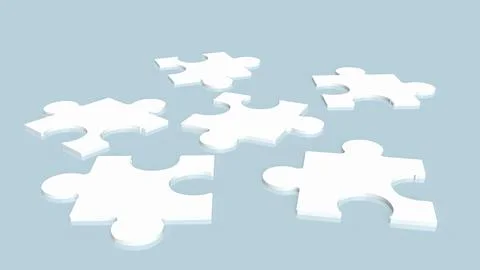 The white jigsaw on blue background  3d rendering Stock Illustration