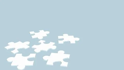 The white jigsaw on blue background  3d rendering Stock Illustration