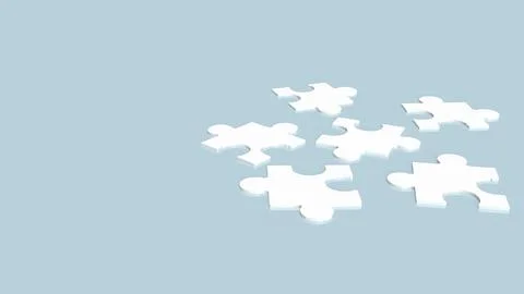 The white jigsaw on blue background  3d rendering イラスト素材