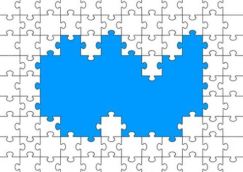 White Jigsaw Puzzle Pieces Frame Stock Illustration