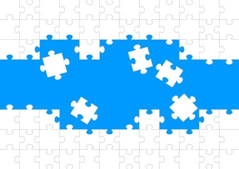 White Jigsaw Puzzle Pieces Frame Stock Illustration