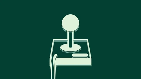 White Joystick for arcade machine icon isolated on green background. Joystick Stock Footage 236032756