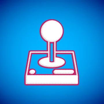 White Joystick for arcade machine icon isolated on blue background. Joystick Stock Illustration