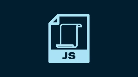 White JS file document. Download js button icon isolated on blue background. JS Stock Footage 230015108