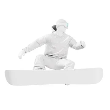 An white Jumping Snowboard image isolated on a white background Stock Illustration