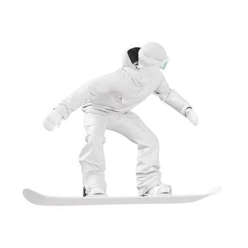 An white Jumping Snowboard image isolated on a white background Stock Illustration