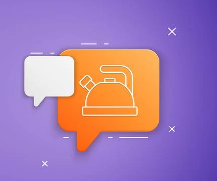White Kettle with handle icon isolated on purple background. Teapot icon. O.. Illustration