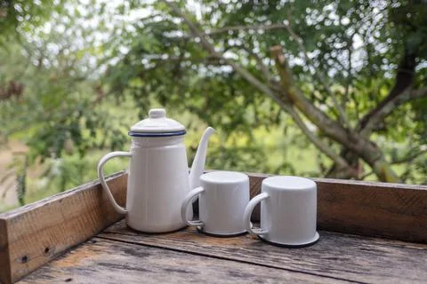 The white kettle Stock Photos