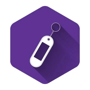 White Key chain icon isolated with long shadow. Blank rectangular keychain with イラスト素材