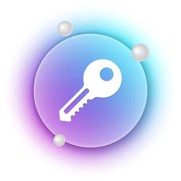 White Key icon isolated on white background. Blue and purple gradient circl.. Ilustração Stock