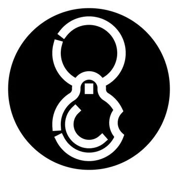 White key ring logo inside black circle Stock Illustration