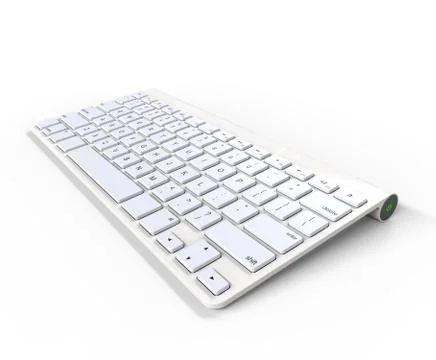 White keyboard - angle shot on white background, ideal for digital and print Stock Illustration