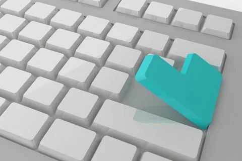 White keyboard with blue key Stock Illustration
