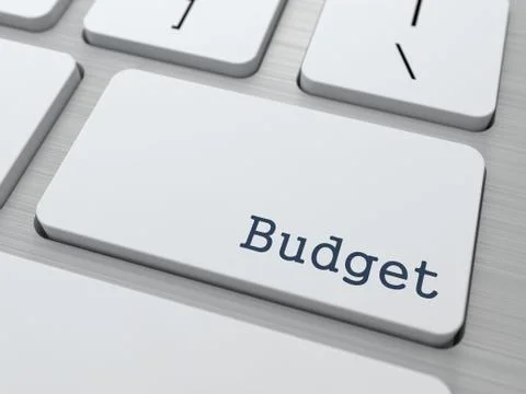 White Keyboard with Budget Button. Stock Illustration