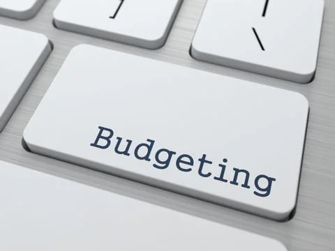 White Keyboard with Budgeting Button. Stock Illustration