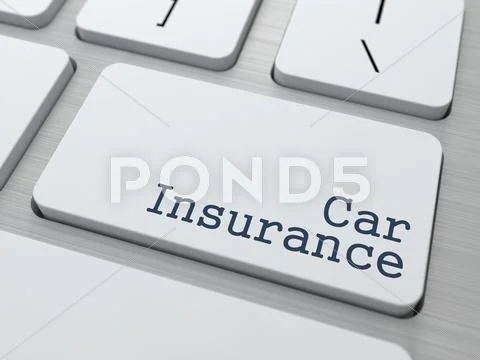 White Keyboard with Car Insurance Button. Stock Illustration